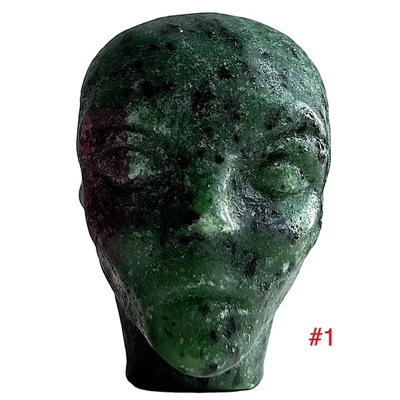 Ruby Zoisite Alien Head Carvings - Picture 8 of 17